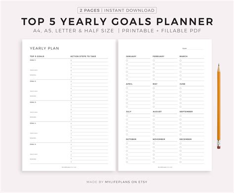 Calendars And Planners Paper Goals Plan Template Goals Planning