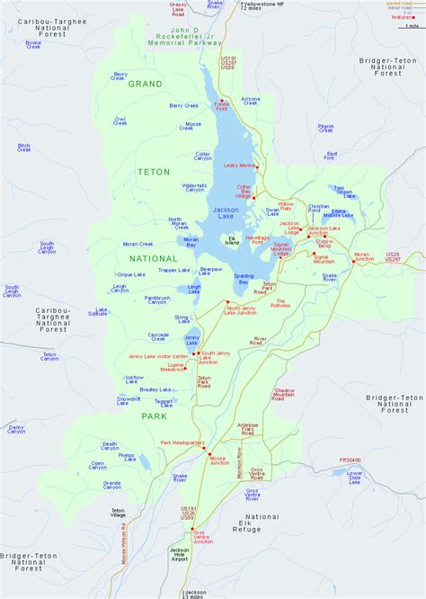 Teton National Park Map United States Map