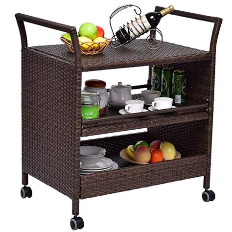 Wicker cooler cart, 80 quart rattan rolling cooler cart wicker ice chest cooler trolley for outdoor patio deck party, beverage bar backyard stand up cooler with wheels and outer cover (black) 4.4 out of 5 stars30 $194.99$194.99. Amazon.com - Tangkula Patio Wicker Serving Cart Portable ...