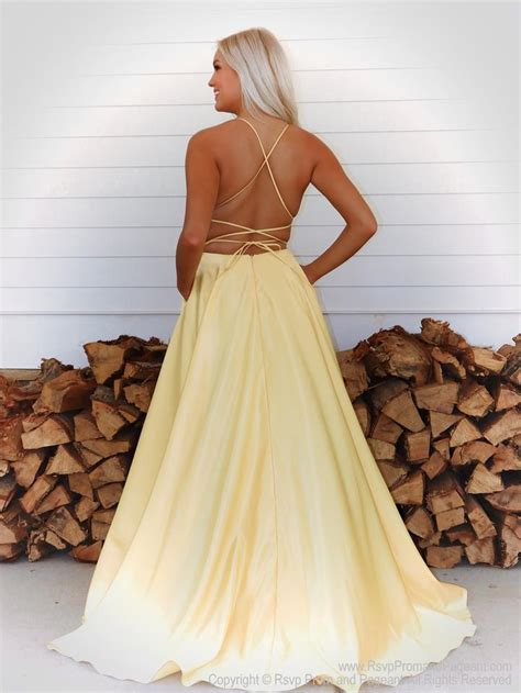 A Line Chiffon Pastel Yellow Prom Dresses With Strappy Back Mychicdress