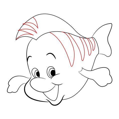 How To Draw Flounder From The Little Mermaid Draw Central Mermaid