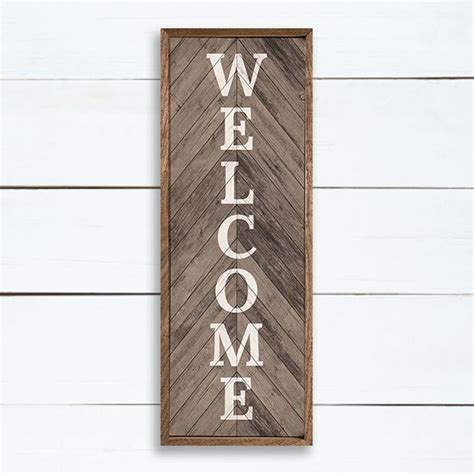Vertical Welcome Wall Sign Antique Farmhouse