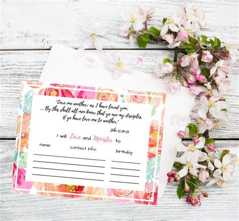 Ministering Assignment Cards LDS Relief Society Printable Floral Etsy