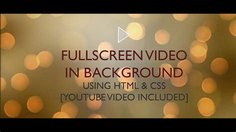 Fullscreen Video Background Using Html And Css Youtube Video Included