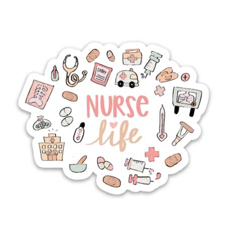 A Sticker With The Words Nurse Life Surrounded By Medical Icons