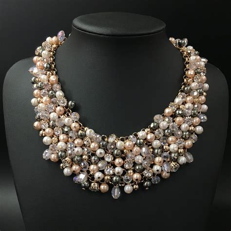 Fashion Pearl Chunky Necklace Women Statement Nacklaces Pendants Wedding Jewelry Pearl
