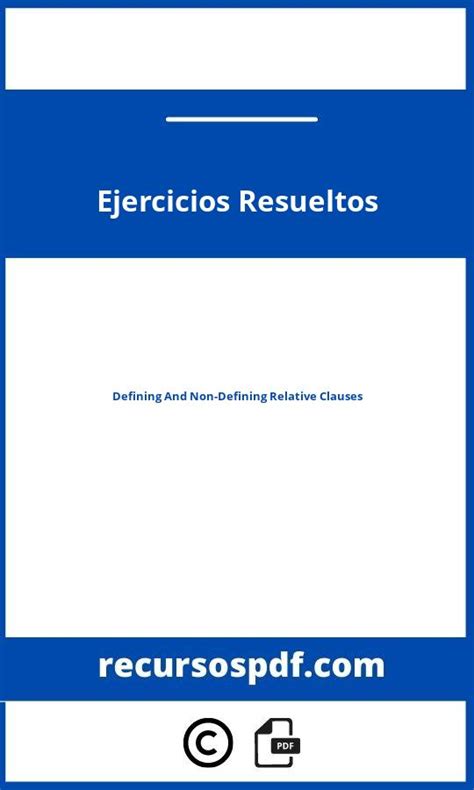 Defining And Non Defining Relative Clauses Ejercicios Resueltos Pdf Hot Sex Picture
