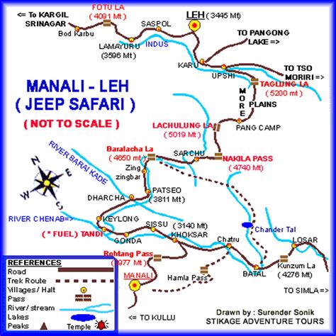 Map Jeep Safari Manali Leh