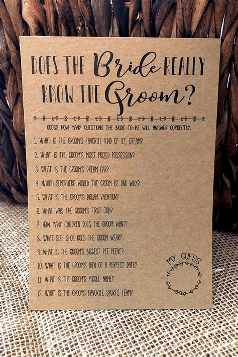 How Well Does The Bride Know The Groom Instant Download Bridal Shower