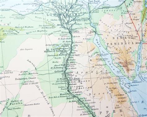 Egypt Map 1936 Map Art Egyption Historical Cairo Antiques Lithograph