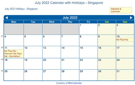 Print Friendly July 2022 Singapore Calendar For Printing