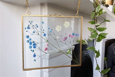Handmade Pressed Flowers Glass Frame Vintage Floral Design Etsy