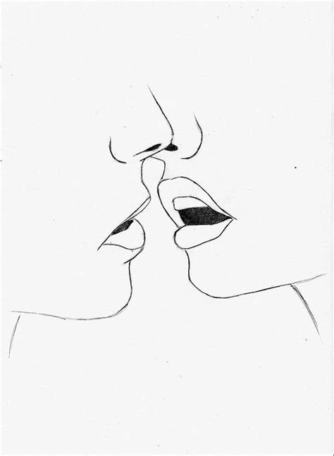Kiss Love And Lips Afbeelding Outline Art Minimalist Drawing Line