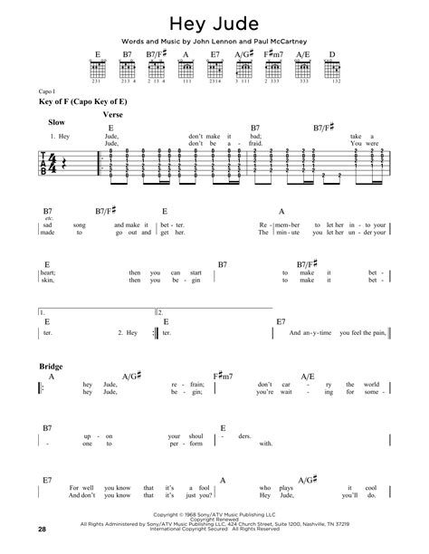But i did some research, and now i can say, without a doubt, that i'm pretty sure it's na na na na. Hey Jude Sheet Music | The Beatles | Guitar Lead Sheet