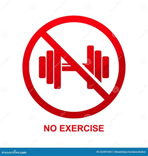 No Exercise Sign Isolated On White Background Stock Vector