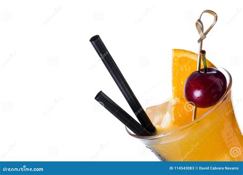 Sex On The Beach Cocktail In Glass On White Background Stock Image