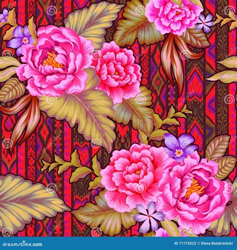 Folk Flowers With Aztec Background Stock Illustration Illustration Of Abstract Hispanic 71715522