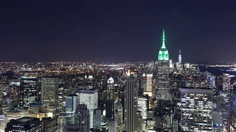 Empire State Building Night Light View From Top Of The Rock 4k Time