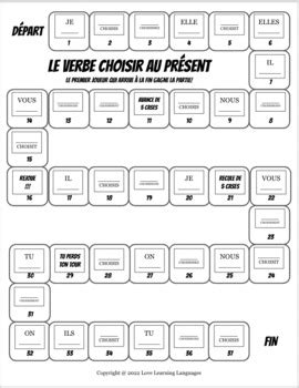 Conjugate Choisir Present Tense French Conjugation Board Game TPT