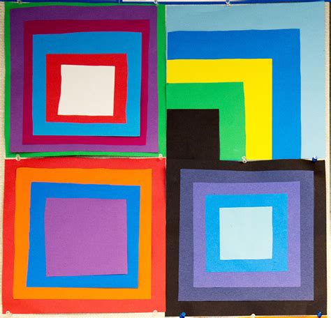 1st Grade Josef Albers Homage To The Square In The K 8 Art Studio