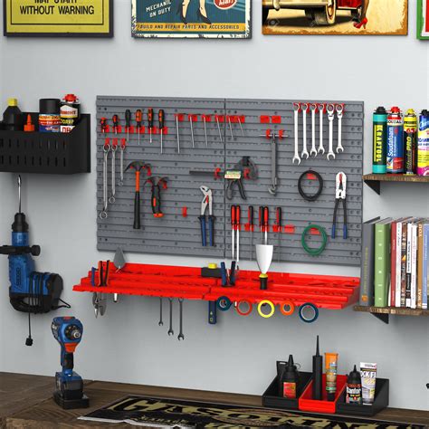 54pc Wall Mounted Garage Workshop Tool Organiserandstorage Panel Rack Kit