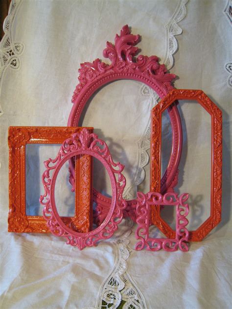 $11.22 quick view sale lakeside forest wood wall decor was: Fuschia / Hot Pink and Orange Ornate Upcycled Frame Set - Gallery Wall Frame Collection - Open ...