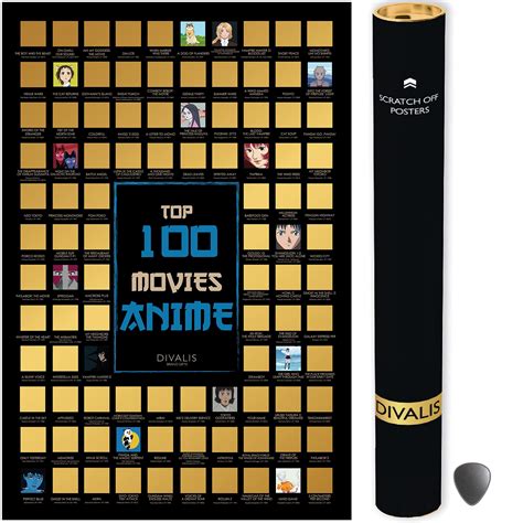 buy top 100 anime movies scratch off poster large anime scratchable poster checklist anime