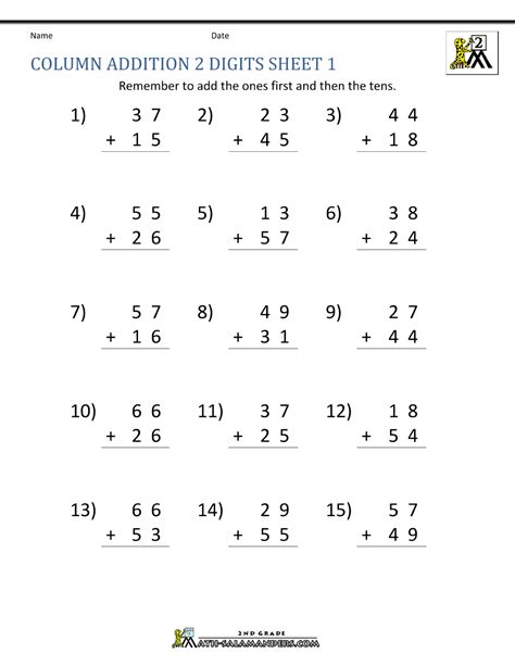 2 Digit Addition Worksheets