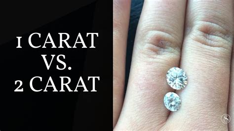 Diamond Carat Size Comparison 1 Carat Vs 2 Carat Round Shape Stones