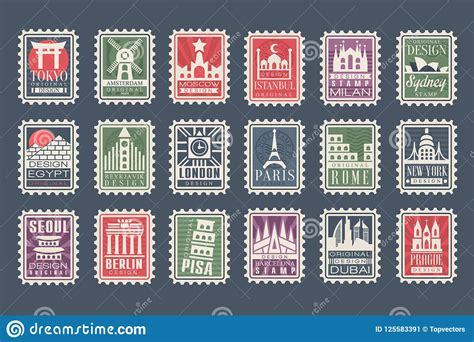 Postage Stamps Different Countries Stock Illustrations 27 Postage