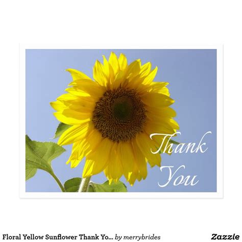 Floral Yellow Sunflower Thank You Flower Postcard Zazzle Thank You