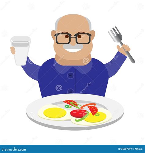 Old Man Eats Stock Vector Illustration Of Character 35207999