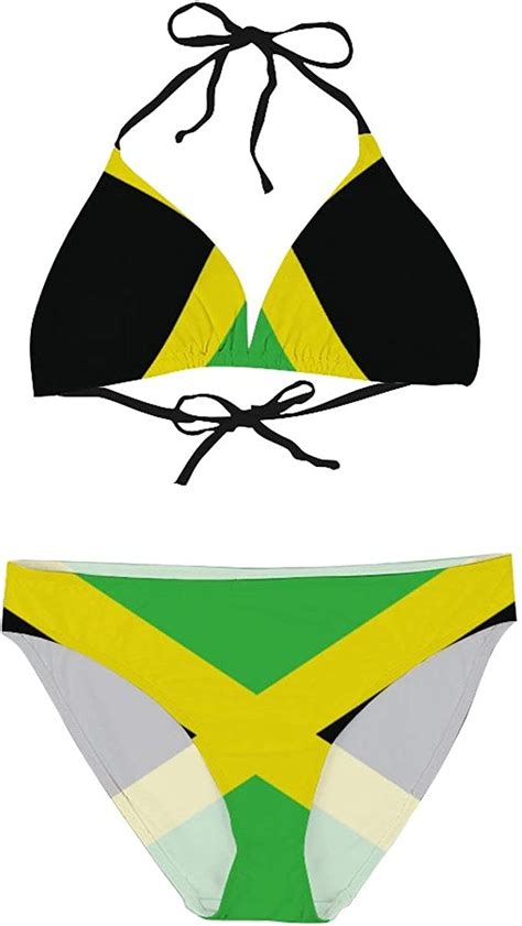 jamaica flag jamaican bikini set two piece halter sexy strappy swimwear clothing