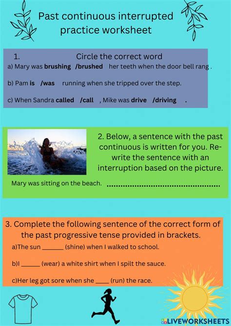 Interactive Past Continuous Interrupted Worksheet Worksheet Live