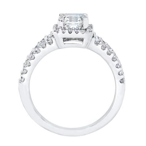 We can see the logic in this since it is safe to assume the individual purchasing this ring is probably price conscious and a halo setting will provide a more dramatic presentation while utilizing smaller diamonds. 1.57ctw Asscher Cut Halo Ring, 18ct White Gold | Costco UK