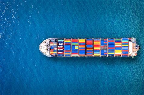 Free Photo Aerial View Of Container Cargo Ship In Sea
