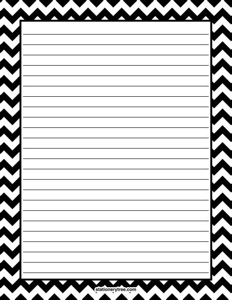 Free printable writing papers with decorative christmas borders, ranging from candy canes to snowflakes, will make writing fun for your . Printable black chevron stationery and writing paper ...