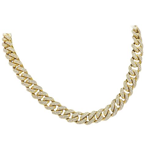 Cuban Link Diamond Necklace For Men In Gold Id