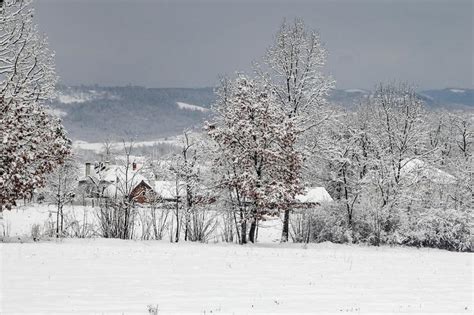 Winter Village Countryside Landscape Stock Image Image Of Grunge