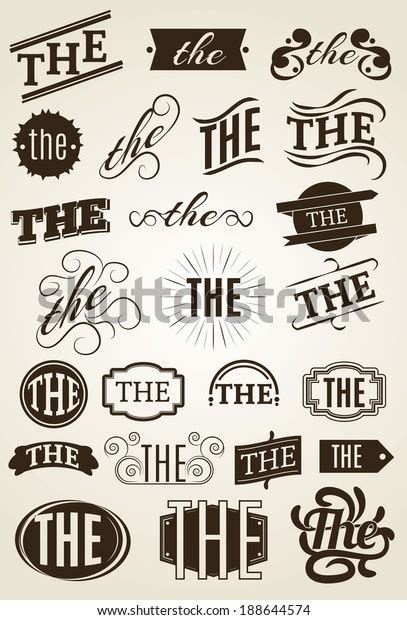 Calligraphic Text Decoration Set Word Numerous Stock Vector Royalty