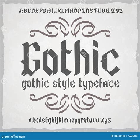 Vector Gothic Style Typeface Old Style Font Stock Vector