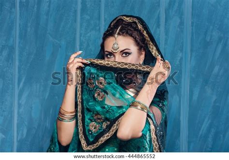 Beautiful Fashion Indian Woman Portrait Oriental Stock Photo 444865552