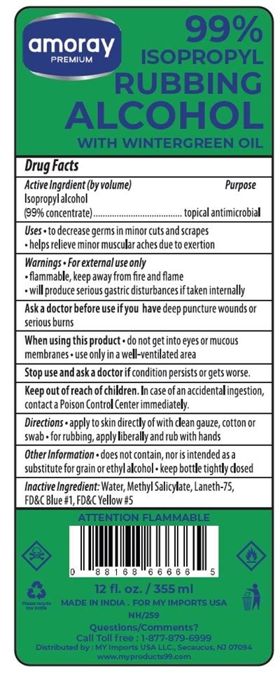 NDC 51628 1018 Amoray 99 Isopropyl Rubbing Alcohol With Wintergreen