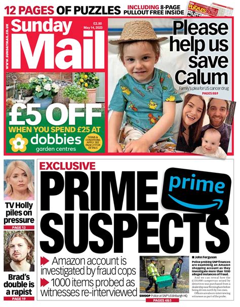 Sunday Mail Front Page 14th Of May 2023 Tomorrows Papers Today