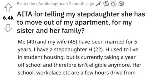 Man Wants To Know If Hes A Jerk For Telling His Stepdaughter She Has To Move Out Of His Apartment