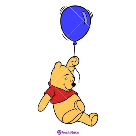 Winnie The Pooh Svg, Pooh With Balloon Svg, Cut File, Cricut, Png