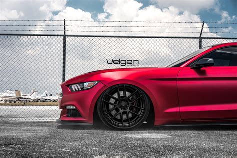Do You Like How The Satin Black Finish Of Velgen Wheels Looks On Red Mustang Red Mustang Car
