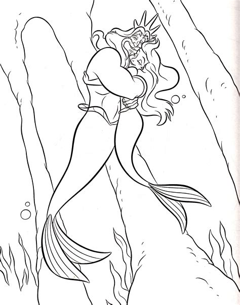 Walt Disney Coloring Pages King Triton And Princess Ariel Walt Disney
