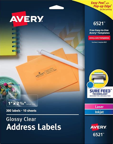 Avery Glossy Crystal Clear Address Labels For Laser And Inkjet Printers