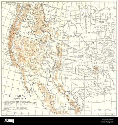 Usa The Far West 1830 1848 1942 Vintage Map Stock Photo Alamy